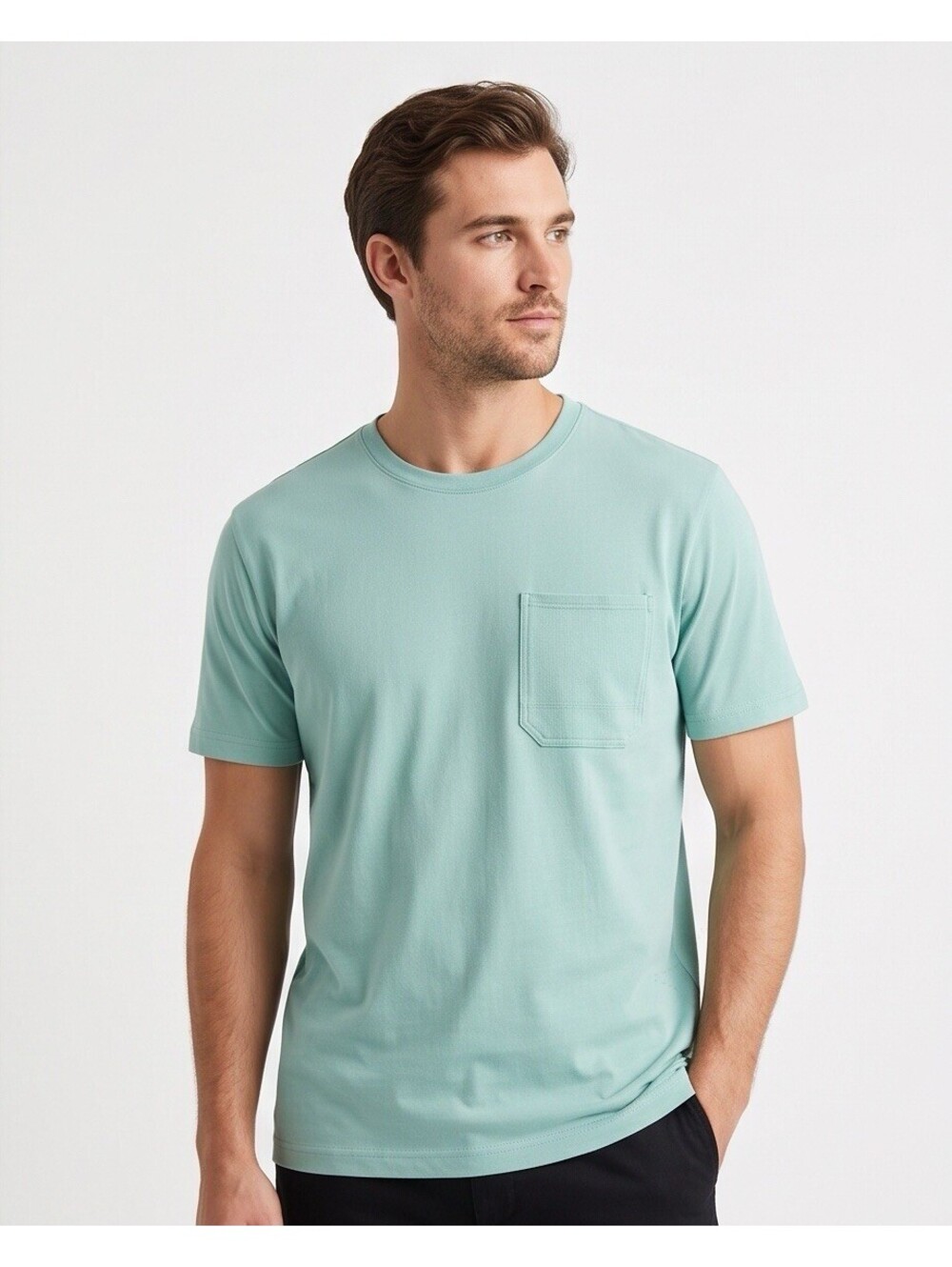 7 For All Mankind Men’s L Pima Cotton Pocket T Shirt Mint Green Short Sleeve